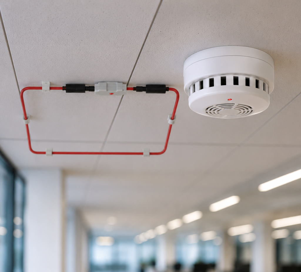 A “fire alarm system” is number of devices working together to detect and warn people through visual